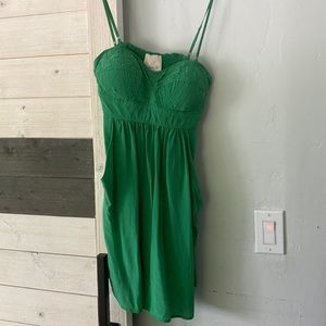 Aryn K 100% silk green breezy midi dress w/pockets, worn without straps optional